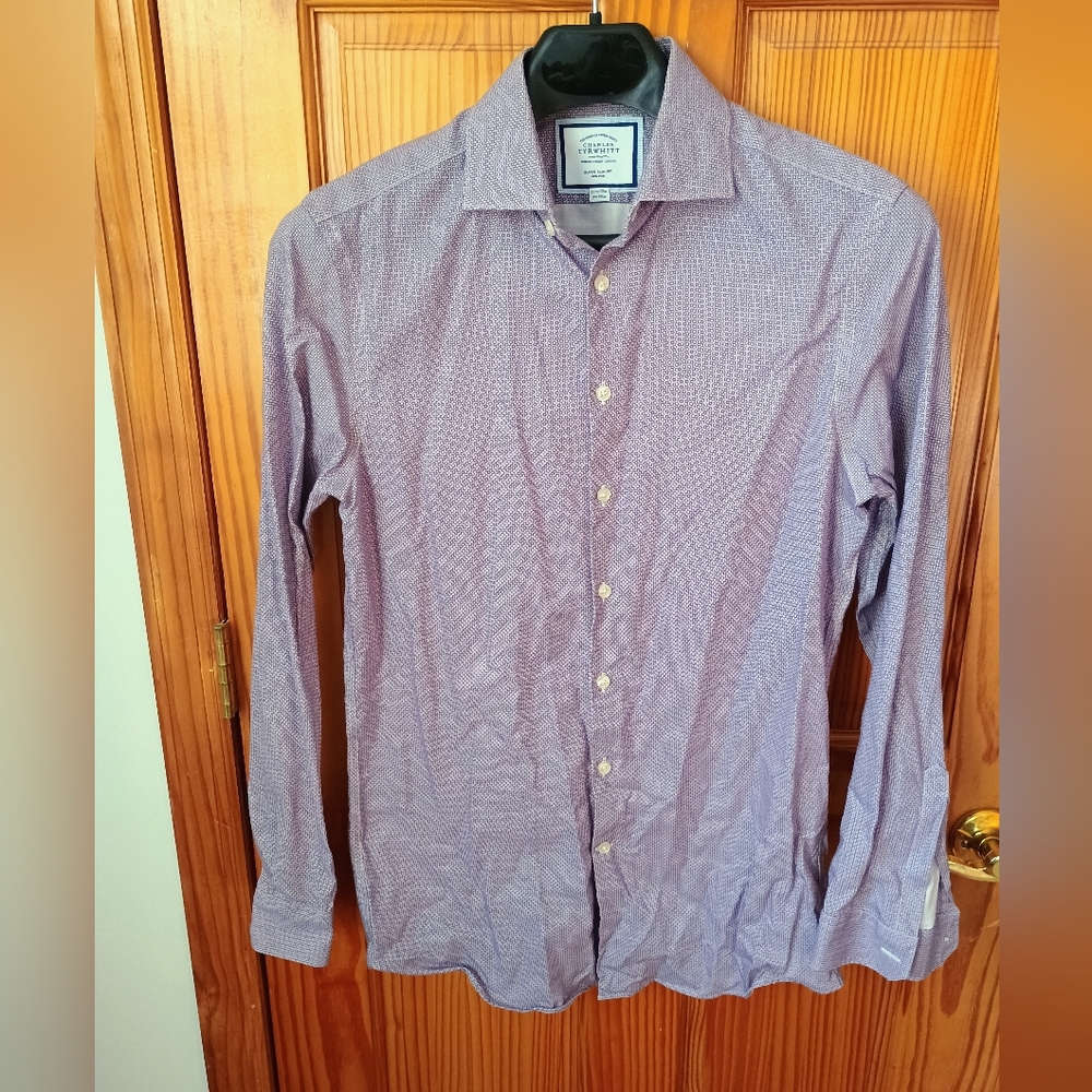 Charles Tyrwhitt Lavender Dress Shirt- 15.5 -35 Super Slim 100% Cotton